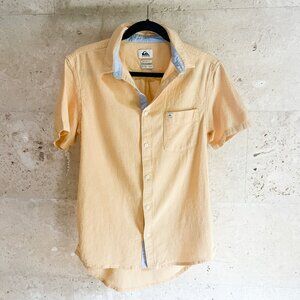 Quiksilver Yellow Button Down Shirt - Modern Fit - Short Sleeves - Men's Small